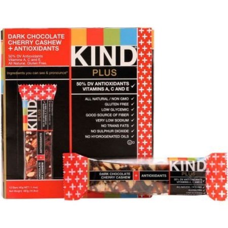 KIND KIND® Plus Nutrition Boost Bar, Dk Chocolate Cherry Cashew w/Antioxidants, 1.4 oz., 12/Box 17250